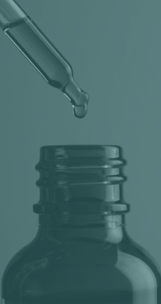 Pharmaceutical bottle with formulation being pipetted into it